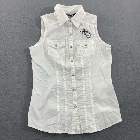 Harley-Davidson Tops - Harley Davidson Shirt Womens Small 110th Anniversary Sleeveless Embroidered Tank